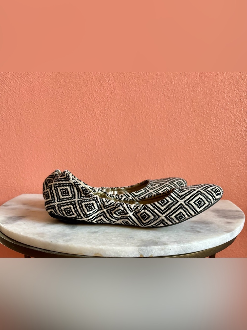 Audrey Brooke Black & White Geometric Ballet Flats